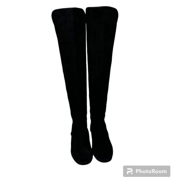 Pretty Ballerinas Up To the Knee Suede Flat Black Boots Size 41